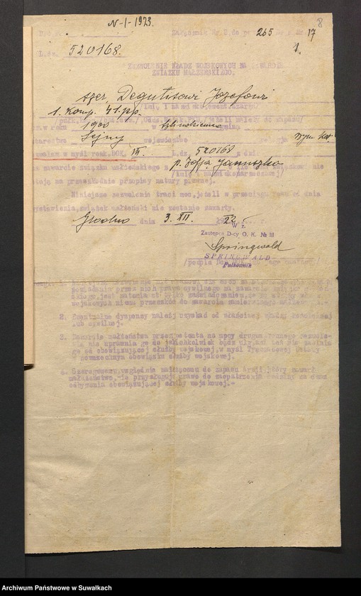 image.from.unit.number "Aneksa do aktów zaślubionych r.kat. parafji Puńsk z r. 1923"