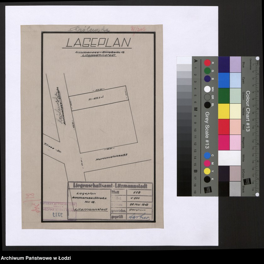Obraz 1 z jednostki "Lageplan Ammersee Straße Nr 18 Litzmannstadt"