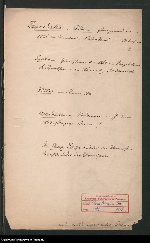 Obraz 4 z jednostki "A. betr. die Familie von Zagrodzki"