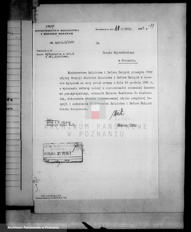 Obraz 16 z jednostki "Majątek Kosztowo powiatu wyrzyskiego wyłączenie z art. 5 ustawy o wykonaniu reformy rolnej"