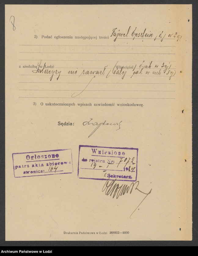 Obraz 10 z jednostki "Fajwel Epsztein – sprzedaż czapek"