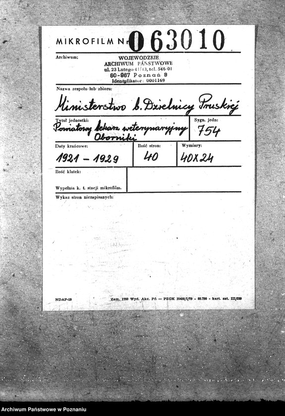 Obraz 2 z jednostki "Pow. lekarz Weterynaryjny Oborniki"