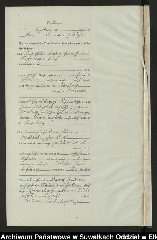 image.from.unit.number "[Heirats = Register (Neben = Register) Standesamt Angerburg einschl. der Bezirke Prinowen, Gr. Strengeln und Kehlen Kreis Angerburg]"