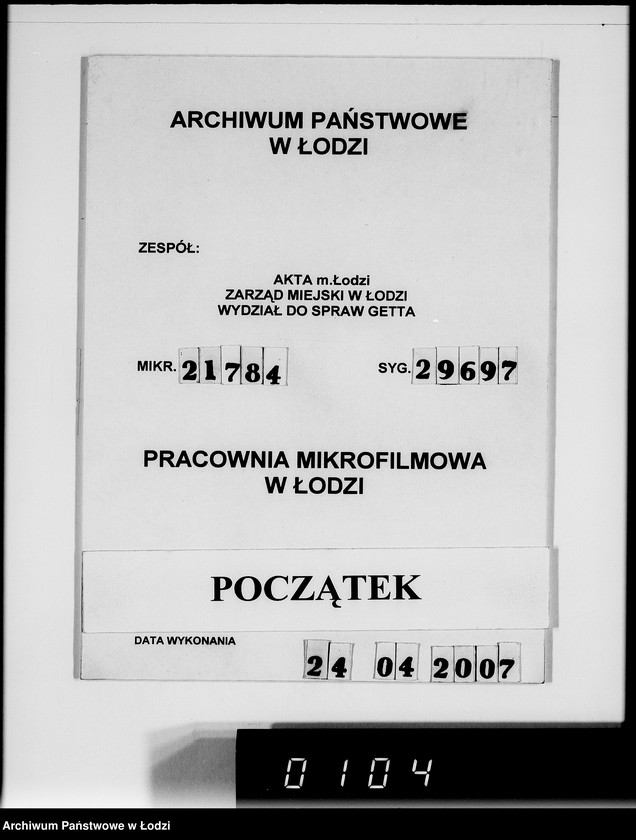 Obraz 1 z jednostki "Sonderkonto 12300. Arbeitsamt Litzmannstadt Judenlager: Löwenstadt- (Amtskommissar Löwenstadt), Hulanki- (Krs.Litzmannstadt), Jendrzejów, Andrzejów, Ostrowo (Krs.L-stadt)."
