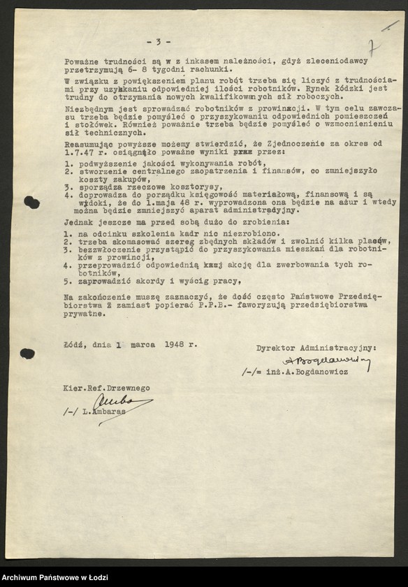 Obraz 8 z jednostki "Państwowe Przedsiębiorstwa Budowlane Zjednoczenie Łódzkie; protokoły z narad, sprawozdania [z produkcji], instrukcje i zarządzenia władz nadrzędnych"