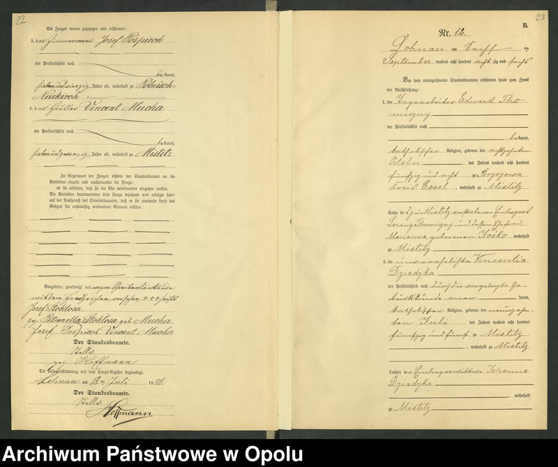 Obraz 15 z jednostki "Urząd Stanu Cywilnego Łany Księga małżeństw rok 1886-89"