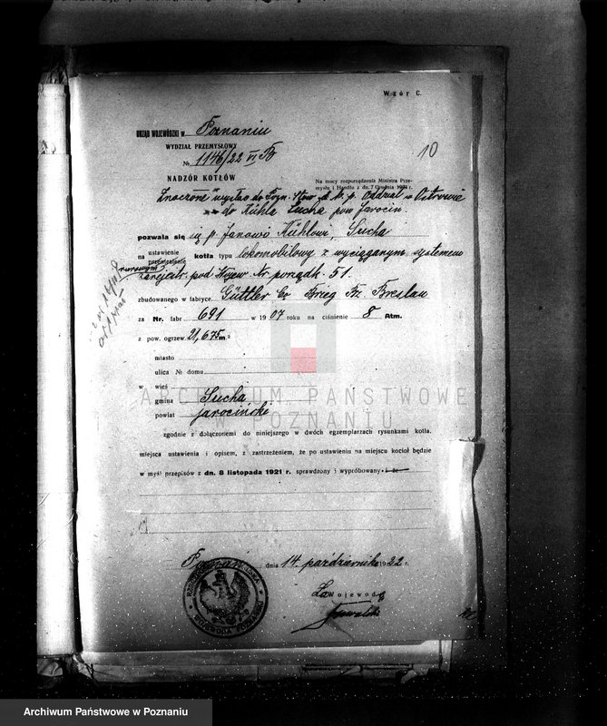 Obraz 14 z jednostki "Młyn p. Kiehla z Suchej pow. jarociński nr fabr 6901, nr woj. 51"