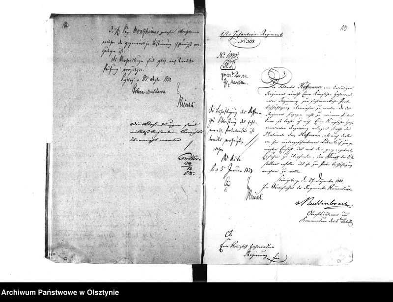 image.from.unit.number "Anstellung des Feldwebel Hoffmann [Rudolph Eduard] jetzigen Regierungs-Büreau Assistenten"