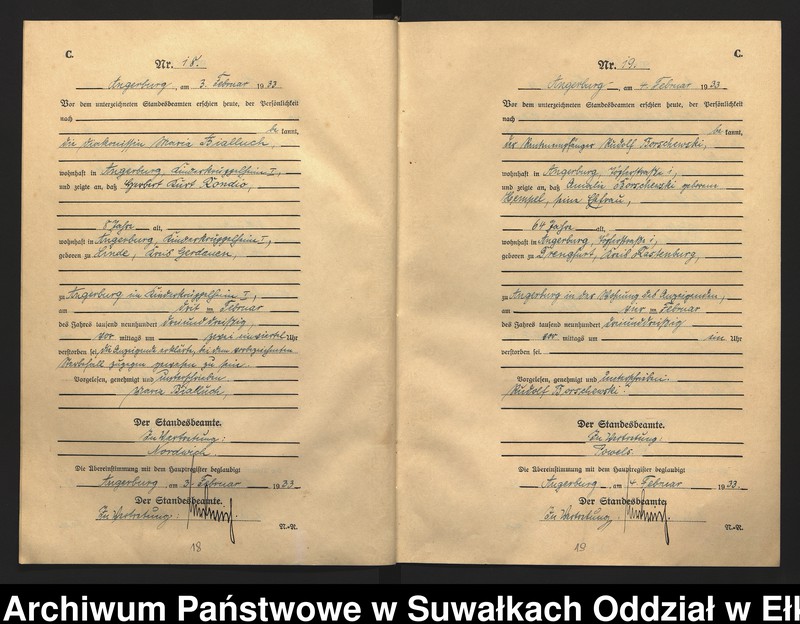 image.from.unit.number "C2. Sterbe - Register (Neben - Register) Standesamt Angerburg Ostpr. einschl. der Standesamtsbezirk Gross Strengeln, Kehlen und Prinowen"