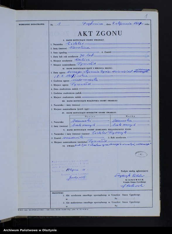 image.from.unit.number "Księga akt zgonu Nr 1 - 26, 1 - 22, 1-24, 1-15, 1-22, 1-17, 1-28; /przepisana w języku polskim z oryginału niemieckiego w dniach 19.07.1961 - 25.07.1961/"