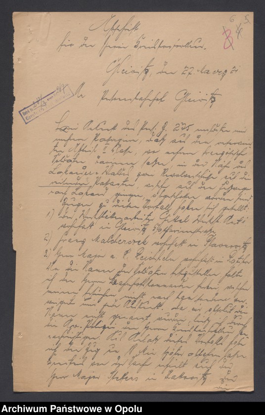 image.from.unit.number "/Korespondencja w sprawie kontroli, rewizji i dochodzeń wobec różnych osób-nielegalny pobyt, kolportaż prasy/ III 1921"