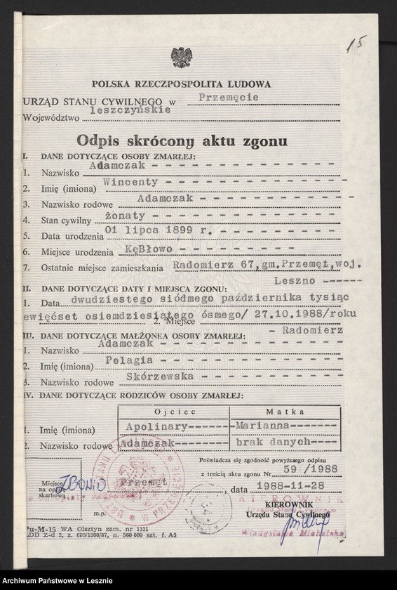 image.from.unit.number "Adamczak Wincenty, Adamczak Pelagia - Powstanie Wielkopolskie 1919 "
