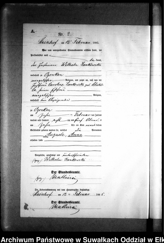 image.from.unit.number "Geburts-Neben-Register des Preussischen Standes-Amtes Gr. Strengeln Kreis Angerburg"