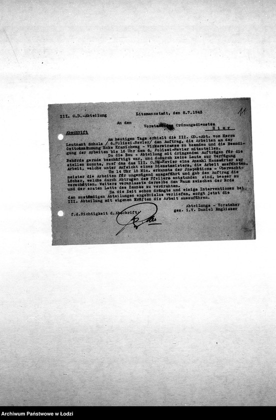 Obraz 14 z jednostki "[Korespondencja Komendy z policją niemiecką oraz rewirami gettowymi na temat różnych wydarzeń w getcie]"