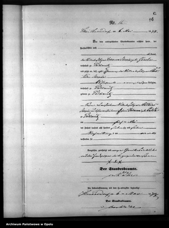 image.from.unit.number "Sterbe-Neben-Register Standesamtsbezirks Hennersdorf 1877"