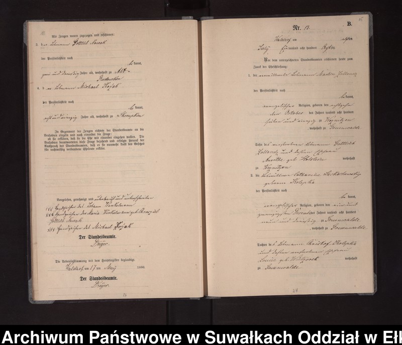 image.from.unit.number "Heiraths-Neben-Register des Königlich Preussischen Standes-Amtes Orlen Kreis Loetzen"
