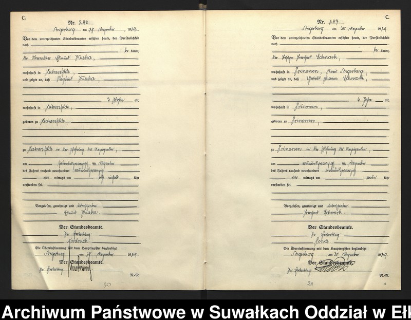 image.from.unit.number "[Sterbe = Register (Neben = Register) Standesamt Angerburg einschl. der Standesamtsbezirk Gross Strengeln, Kehlen und Prinowen] No 228 bis 248"