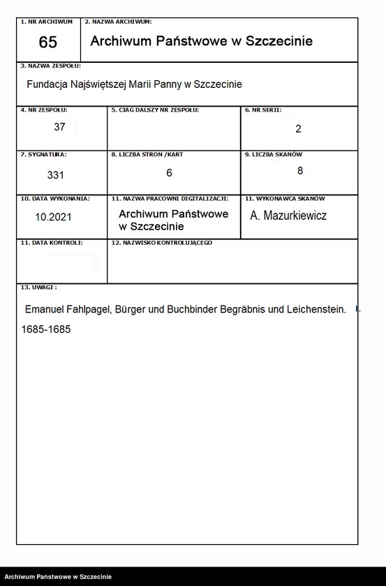 image.from.unit.number "Emanuel Fahlpagel, Bürger und Buchbinder Begräbnis und Leichenstein."