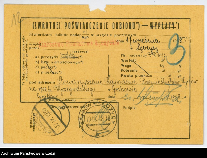 Obraz 15 z jednostki "Stowarzyszenie Zawodowe Rzemieślników Zydów w Grabowie pow. łęczycki"