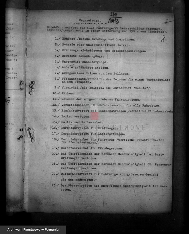 Obraz 13 z jednostki "Zarządzenia i korespondencja policji i władz w sprawach komunikacji drogowej"