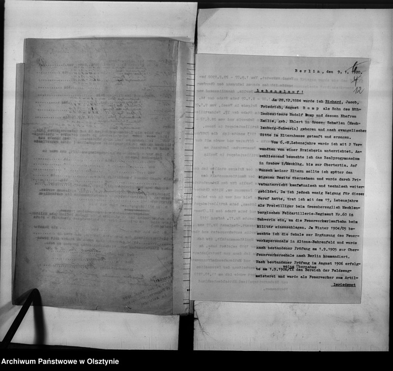 image.from.unit.number "Personal-Akten Richard Jacob Friedrich August Rump Pol. Major"