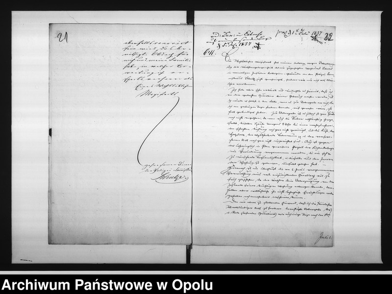 Obraz 19 z jednostki "Acta des Magistrats zu Oppeln betreffend: die Vermiethung zweier Wohnungs - Locale in dem zur Kranken Anstalt acquirirten ehemaligen Jesuiten-Collegien-Gebäude hieselbst Vol. I de Anno 1837"