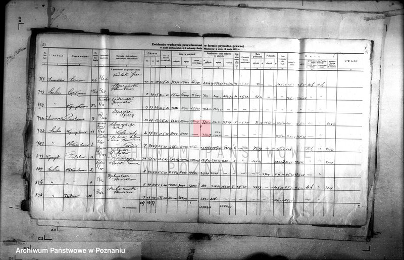 Obraz 12 z jednostki "Ewidencja udzielonych przywłaszczeń obiektów sprzedanych na zasadzie umów markowych /poz. 3 Uchwały Rady Ministrów z dnia 12.V.1933 r./"