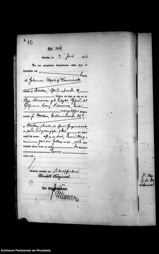 image.from.unit.number "Geburts-Haupt-Register Breslau II 1883 Band 7"