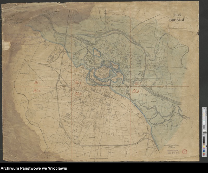 Obraz 9 z kolekcji "Wybrane mapy Breslau z lat 1827-1932 z kolekcji kartograficznej zespołu "Rejencja Wrocławska"111"