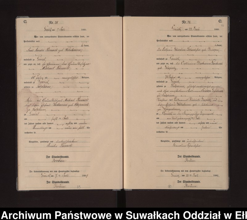 image.from.unit.number "Sterbe-Neben-Register des Königlichen Preussischen Standes-Amtes Gneist Kreis Loetzen"