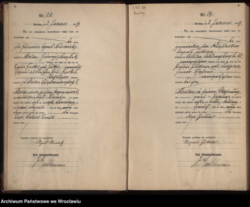 image.from.unit.number "Geburts-Haupt-Register Breslau I 1889 Band 1"