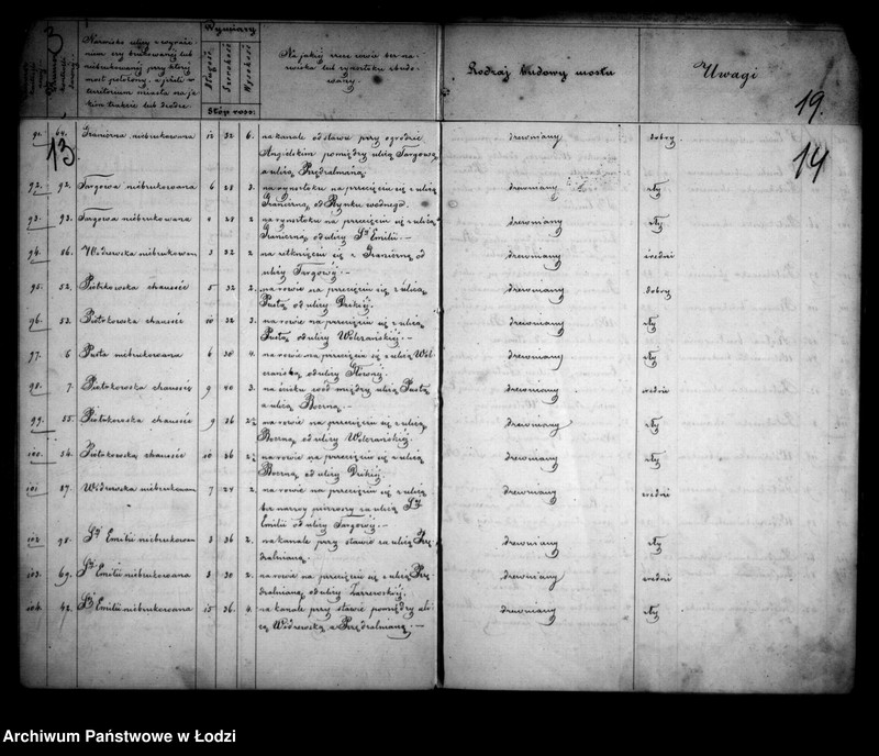 Obraz 13 z jednostki "Operat tyczący się budowy nowych i reparacji starych mostów w mieście Łodzi"