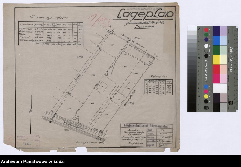 Obraz 1 z jednostki "Lageplan Alexanderhof-Strasse Nr 403 Litzmannstadt"