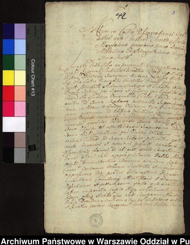 image.from.unit.number "Ekstrakt z ks. gr. wyszogrodzkich wizji i protestacji sędzica liwskiego Józefa Karczewskiego przeciw konwentowi w sprawie o wycięcie przez poddanych klasztornych z dóbr Drwały drzew w lesie należącym do dóbr Rakowo"