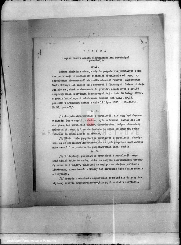 Obraz 15 z jednostki "/Ograniczenie obrotu nieruchomościami powstałymi z parcelacji/ pismo okólne Ministerstwa Rolnictwa i Reform Rolnych."