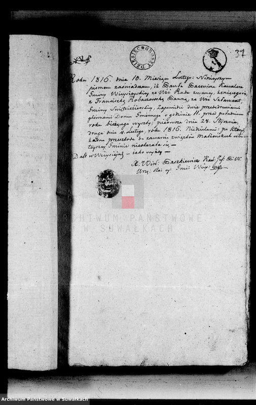 image.from.unit.number "Annexa urodzonych metryk Gminy Święto Jeziorskiej powiatu sejneńskiego 1816"