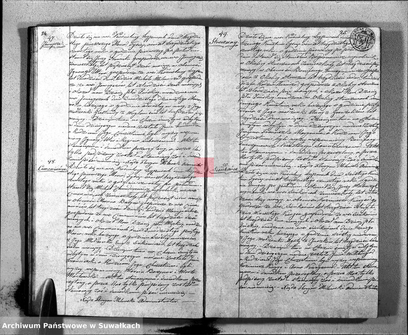 Obraz 15 z jednostki "Księga Duplikatu zawierająca w Sobie Akta Urodzonych, Zaślubionych y Umarłych z Roku 1834 Parafij Leypuńskiey"
