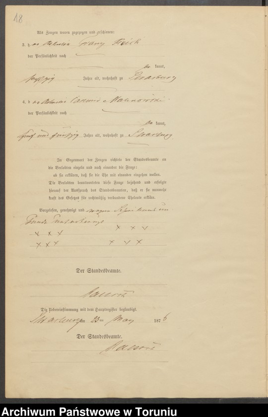 image.from.unit.number "Heiraths-Neben-Register Stadt Strasburg [Brodnica-Miasto] für das Jahr 1876"