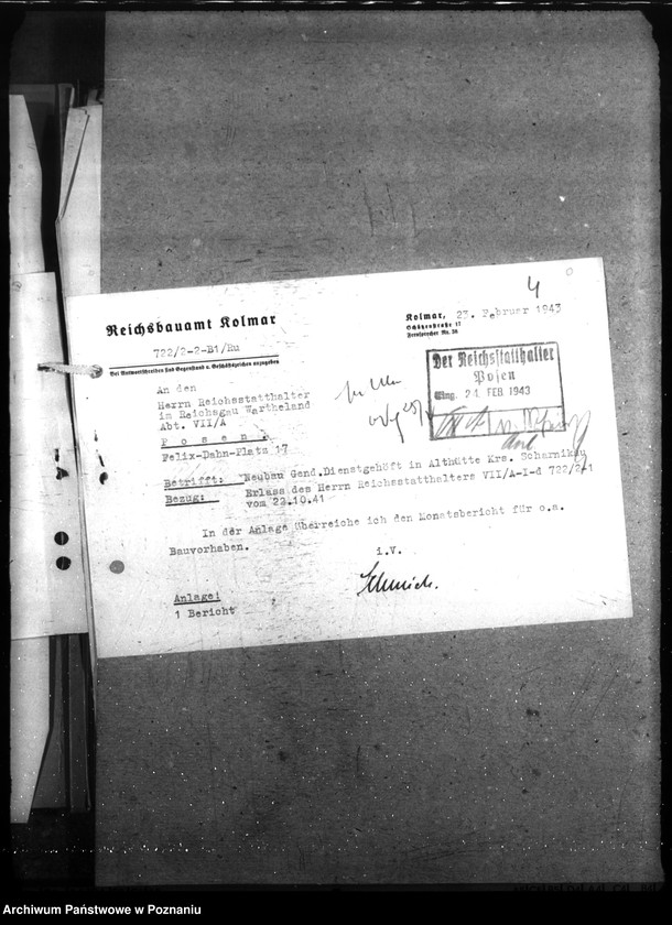 Obraz 8 z jednostki "Althütte- Kreis Scharnikau, Nordwalde, Kreis Obornik, Feldhei, Kreis Obornik (budowy na rzecz policji)"