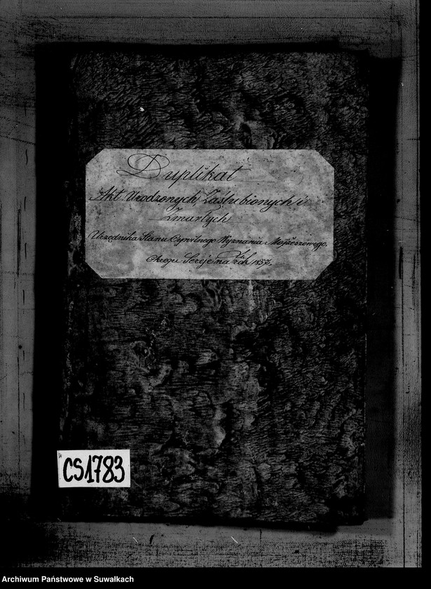 image.from.unit.number "Duplikat akt urodzonych, zaślubionych i zmarłych urzędnika Stanu Cywilnego wyznania mojżeszowego Okręgu Sereje na rok 1857"