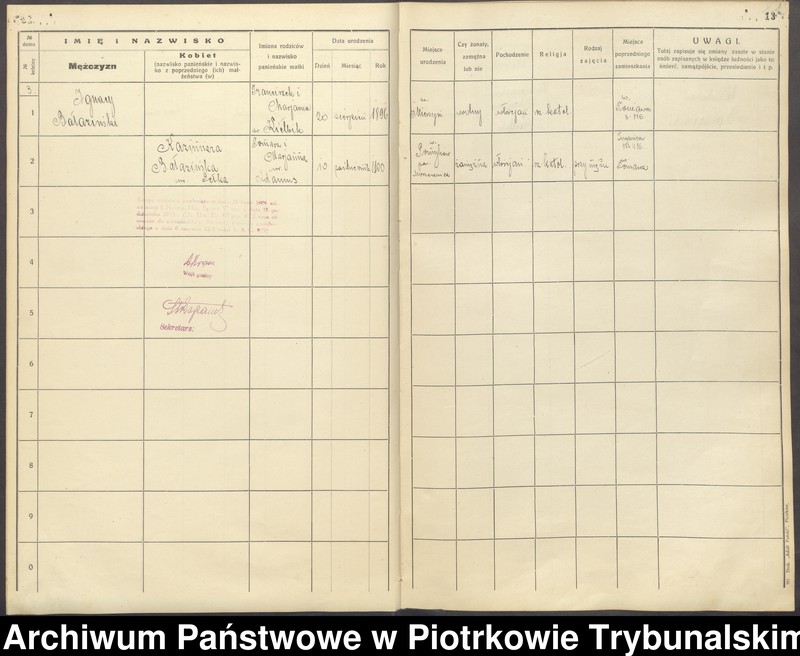 Obraz 13 z jednostki "[Księga ludności stałej gminy Ręczno] wieś i kolonia Tomawa"