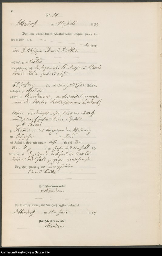 Obraz 17 z jednostki "Sterbe-Register (Neben-Register)"