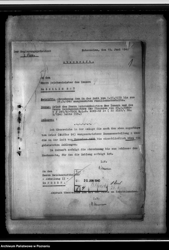 Obraz 5 z jednostki "Familienunterhalt. Zusammenstellungen des Regierungspräsidenten Hohensalza - Inowrocław"