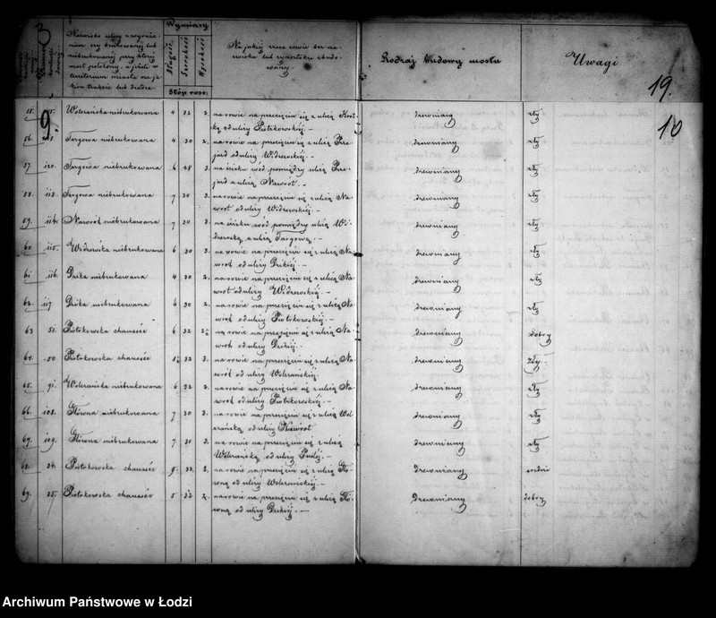 Obraz 11 z jednostki "Operat tyczący się budowy nowych i reparacji starych mostów w mieście Łodzi"