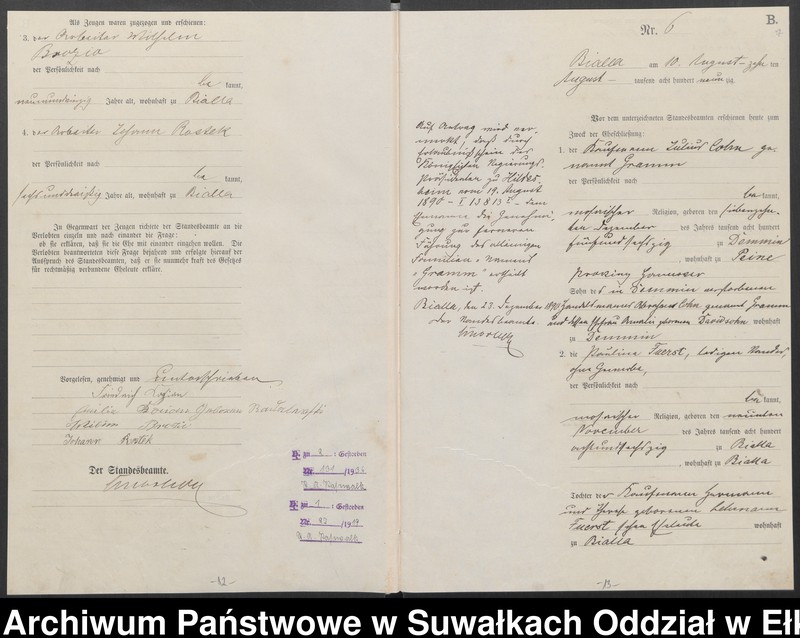 image.from.unit.number "Heiraths-Haupt-Register des Königlichen Preussischen Standes-Amtes Bialla Kreis Johannisburg"