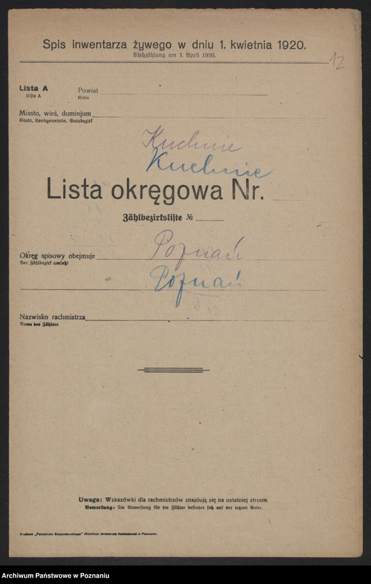 Obraz 14 z jednostki "[Wykaz szpitali i innych zakładów opiekuńczych działających na terenie Poznania]"