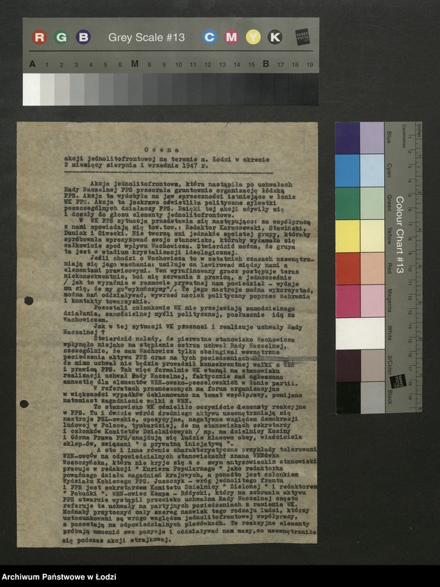 Obraz 2 z jednostki "Sprawozdania i oceny z akcji jednolitofrontowej [z terenu miasta Łodzi- Wojewódzkiego Komitetu Polskiej Partii Socjalistycznej]"