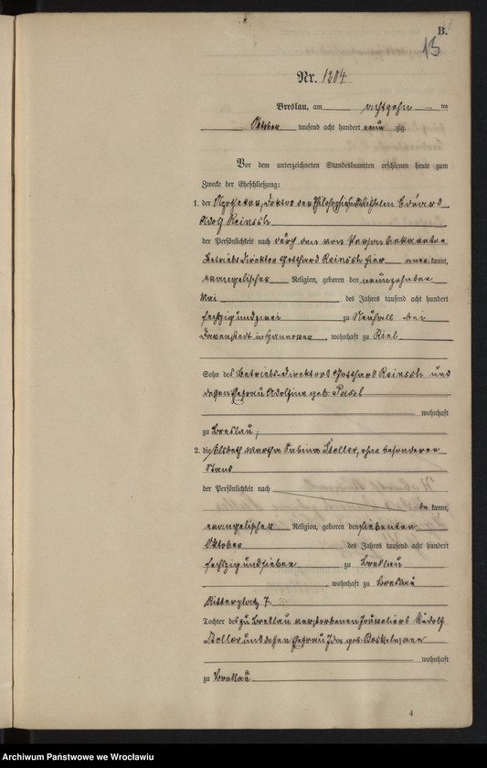 image.from.unit.number "Heiraths-Haupt-Register Breslau I 1890 Band 7"