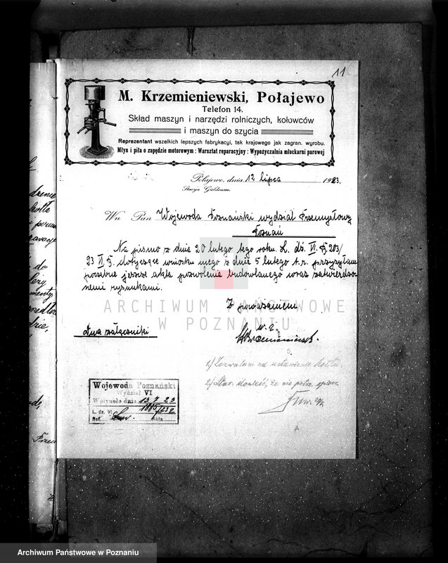 Obraz 15 z jednostki "M. Krzemieniewski w Połajewie pow. czarnkowski Młyn i piła - kocioł nr 10017 fabryczny kocioł nr 138 woj."