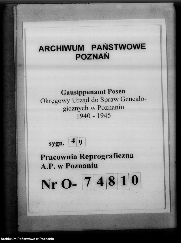 Obraz 1 z jednostki "Bevölkerungspolitische Angelegenheiten [korespondencja, odpisy aktów stanu cywilnego]"